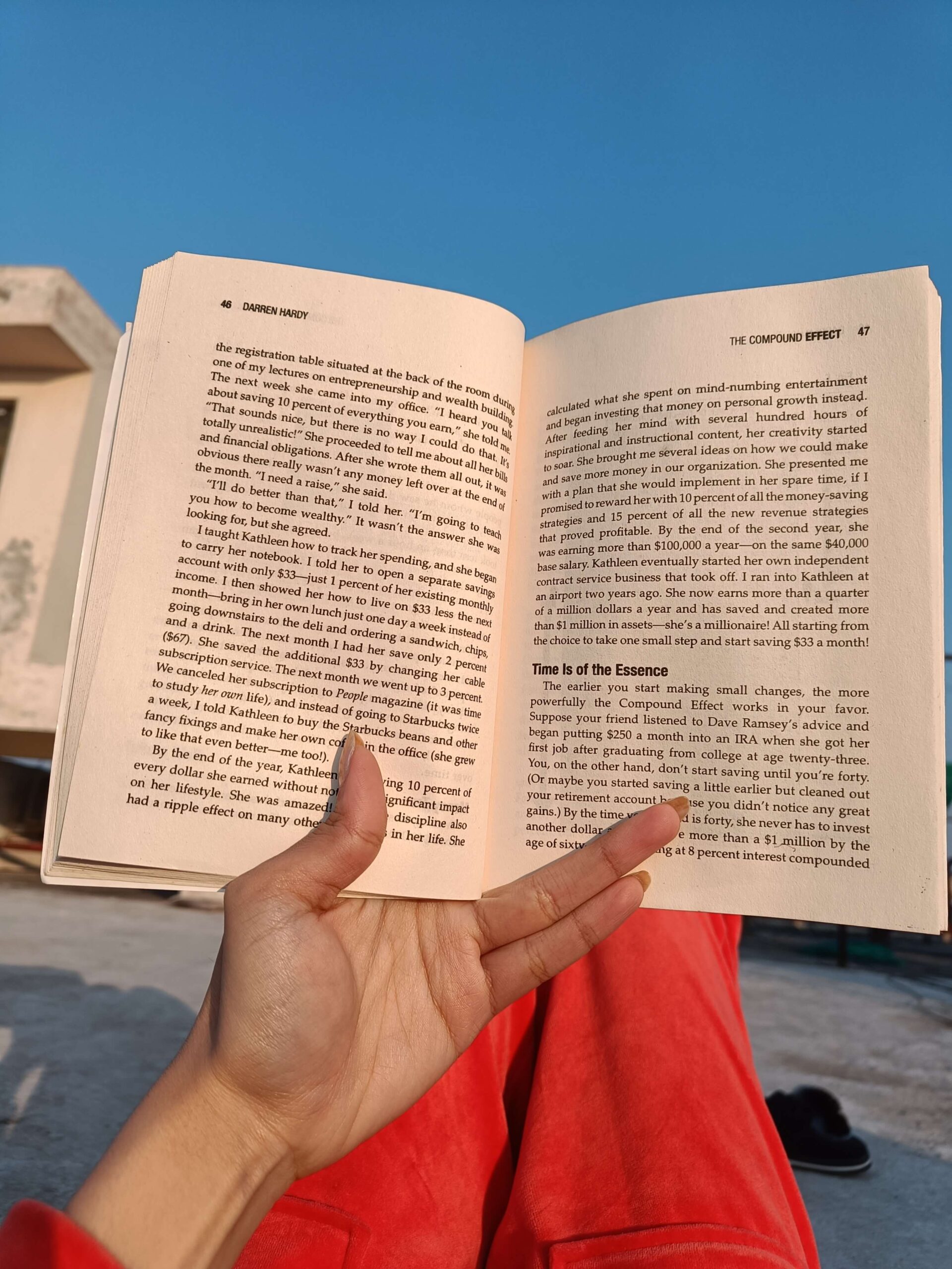 Mudrika reading book in the sunlight on terrace daily habits to improve life 3 scaled