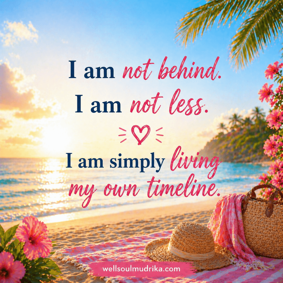 summer affirmations - I am not behind. I am not less. I am simply living my own timeline