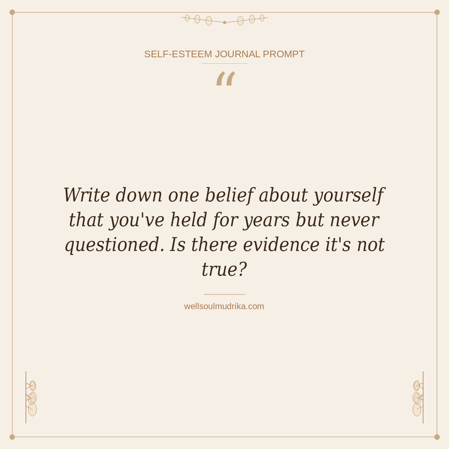 self esteem journal prompts - Write down one belief about yourself that you've held for years but have never actually questioned. Is there evidence that it's not true