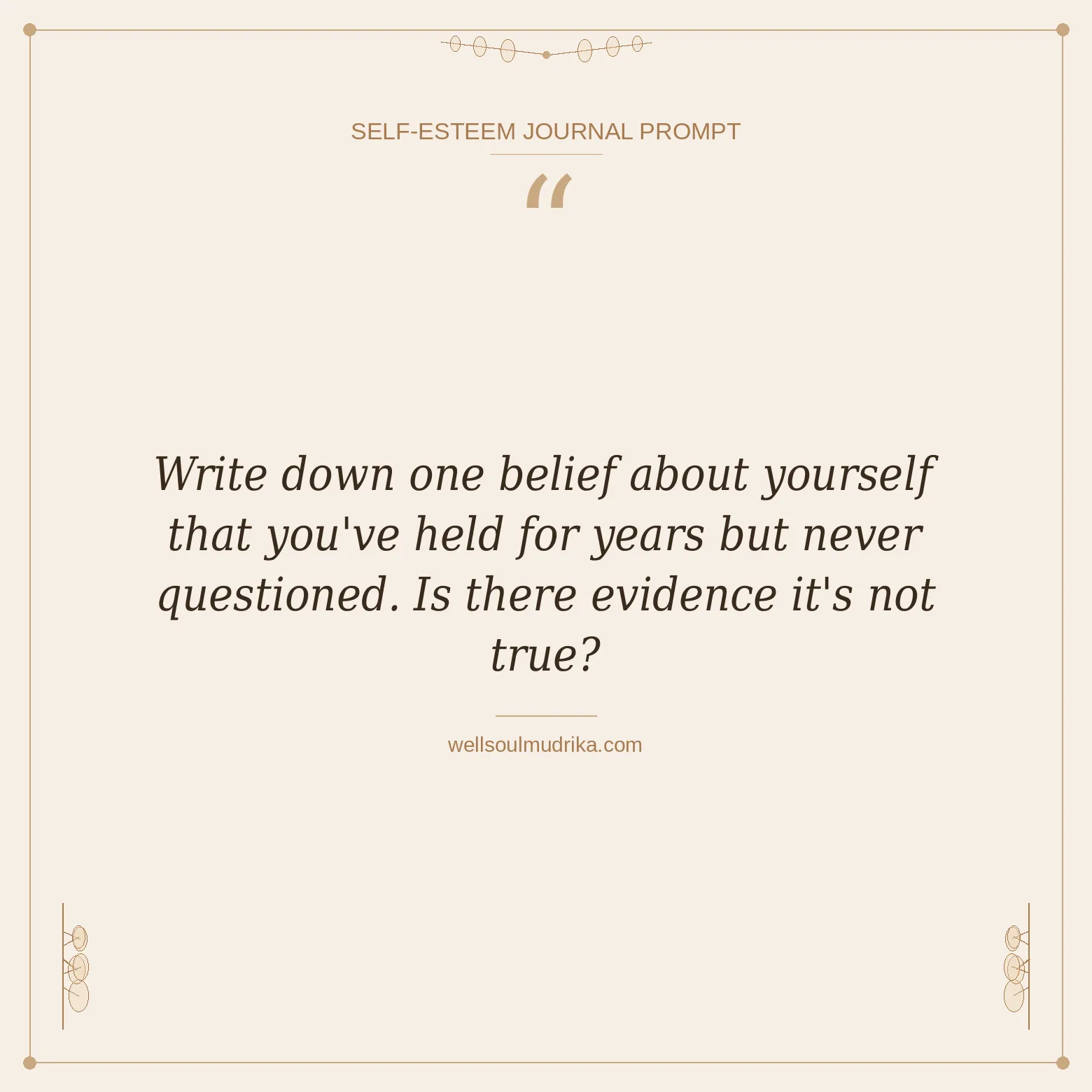 self esteem journal prompts - Write down one belief about yourself that you've held for years but have never actually questioned. Is there evidence that it's not true